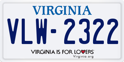 VA license plate VLW2322