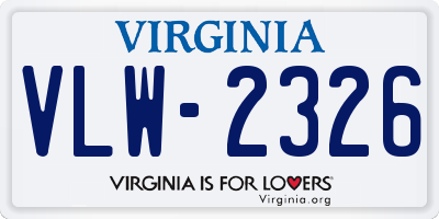 VA license plate VLW2326