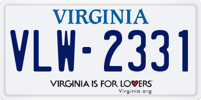 VA license plate VLW2331