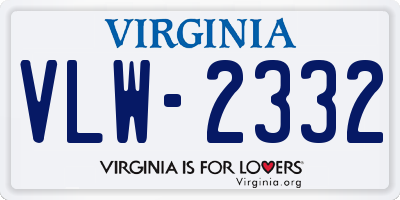 VA license plate VLW2332