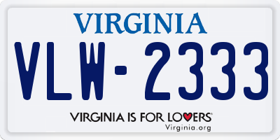 VA license plate VLW2333