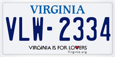 VA license plate VLW2334