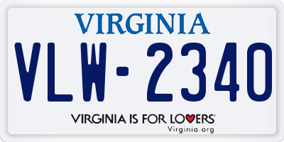 VA license plate VLW2340