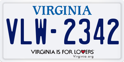 VA license plate VLW2342