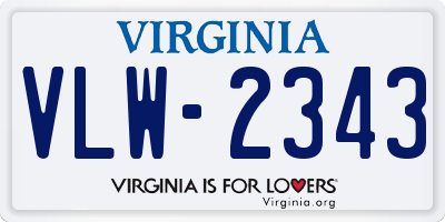 VA license plate VLW2343