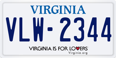 VA license plate VLW2344