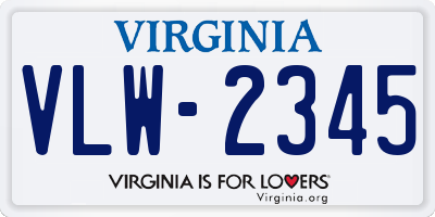 VA license plate VLW2345