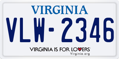 VA license plate VLW2346