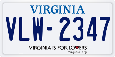 VA license plate VLW2347