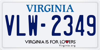 VA license plate VLW2349