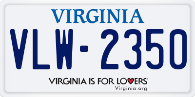 VA license plate VLW2350