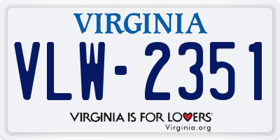 VA license plate VLW2351