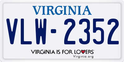 VA license plate VLW2352