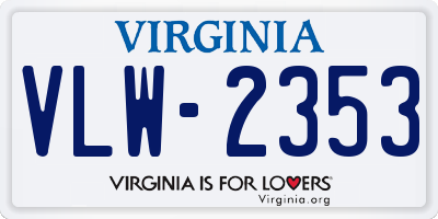 VA license plate VLW2353