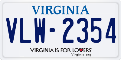 VA license plate VLW2354