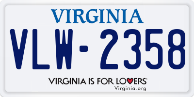 VA license plate VLW2358