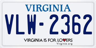 VA license plate VLW2362