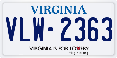 VA license plate VLW2363