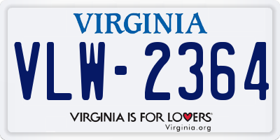 VA license plate VLW2364