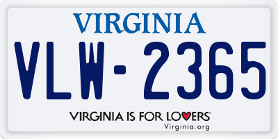 VA license plate VLW2365