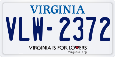 VA license plate VLW2372