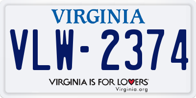 VA license plate VLW2374