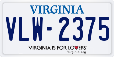 VA license plate VLW2375