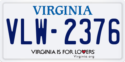 VA license plate VLW2376