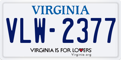 VA license plate VLW2377