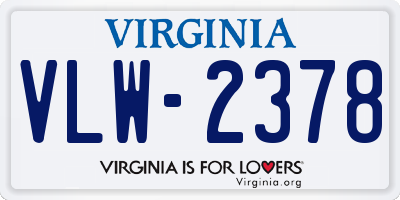 VA license plate VLW2378