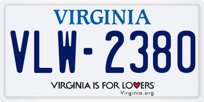 VA license plate VLW2380