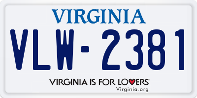 VA license plate VLW2381