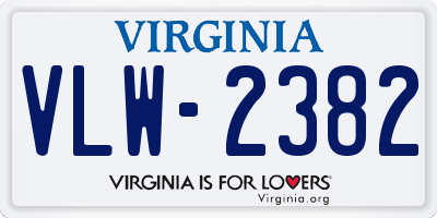 VA license plate VLW2382