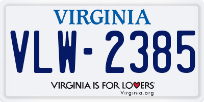 VA license plate VLW2385