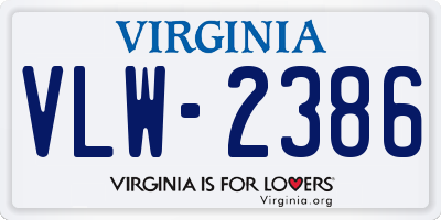 VA license plate VLW2386