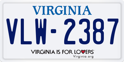 VA license plate VLW2387