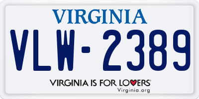 VA license plate VLW2389