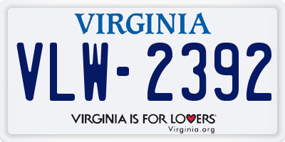 VA license plate VLW2392