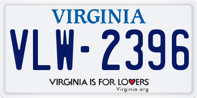 VA license plate VLW2396