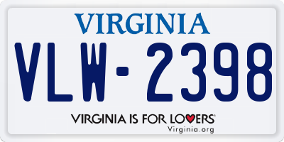 VA license plate VLW2398