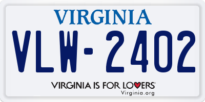 VA license plate VLW2402