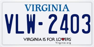 VA license plate VLW2403