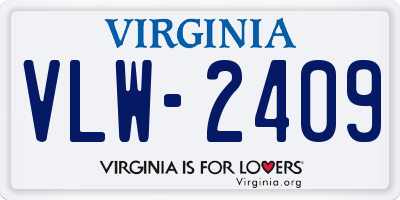 VA license plate VLW2409