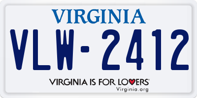 VA license plate VLW2412