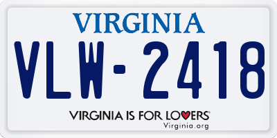 VA license plate VLW2418