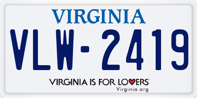 VA license plate VLW2419