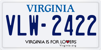 VA license plate VLW2422