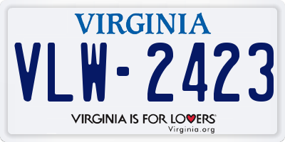 VA license plate VLW2423