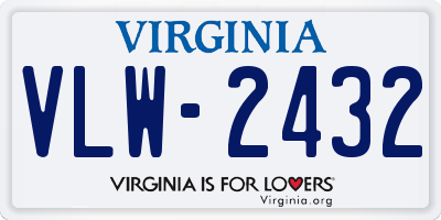 VA license plate VLW2432