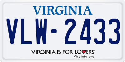 VA license plate VLW2433